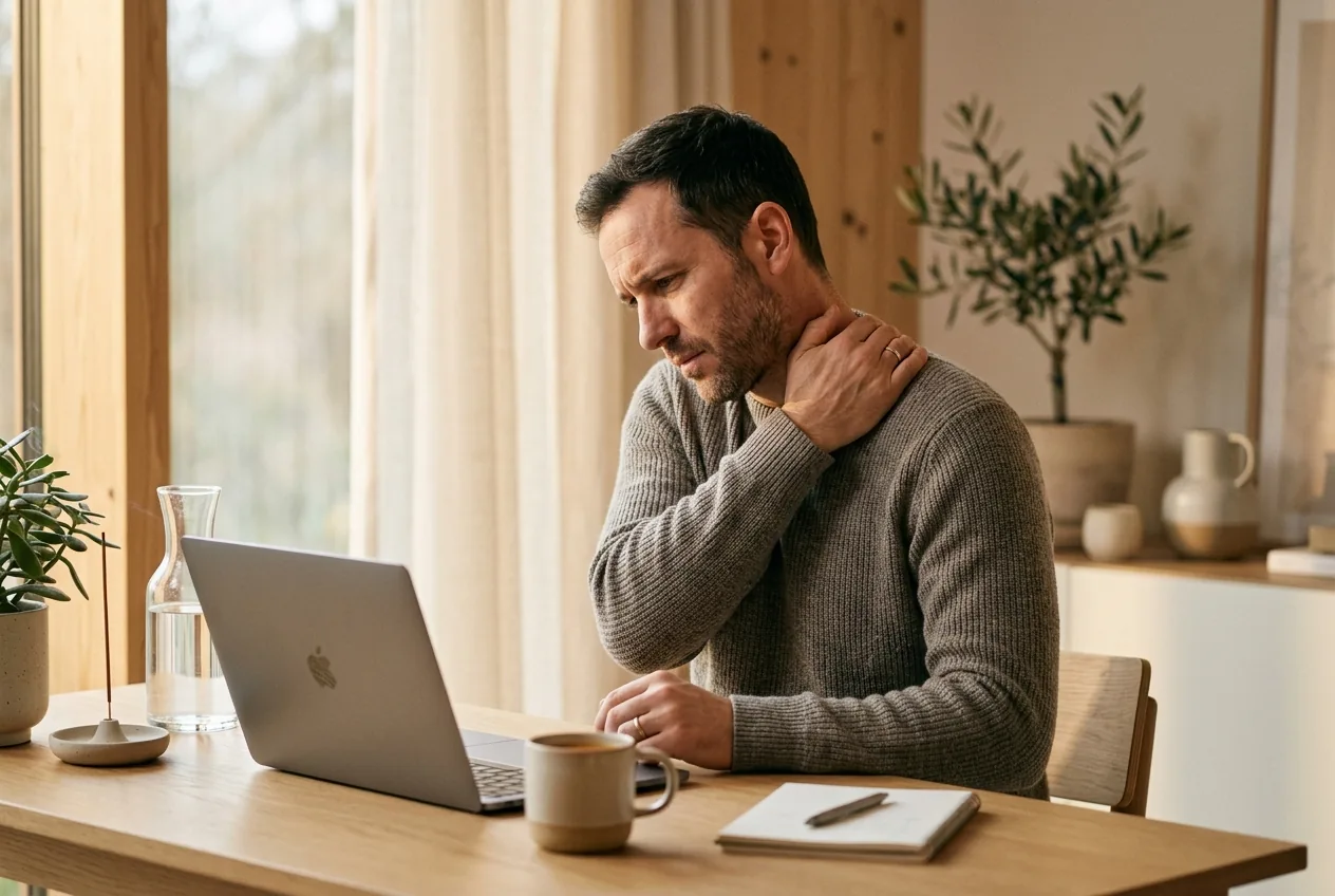 Neck and shoulder tension from stress and sitting