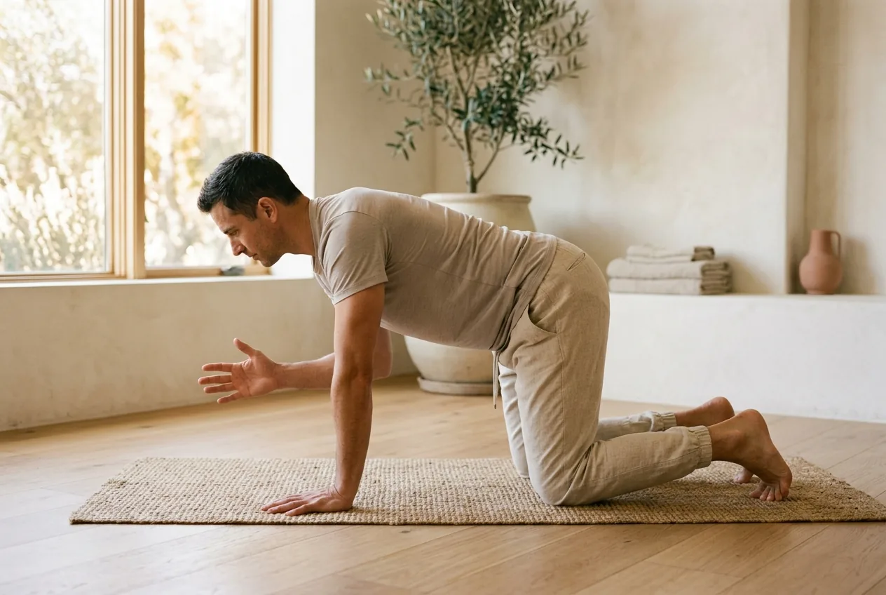 Thread-the-needle stretch for the upper back